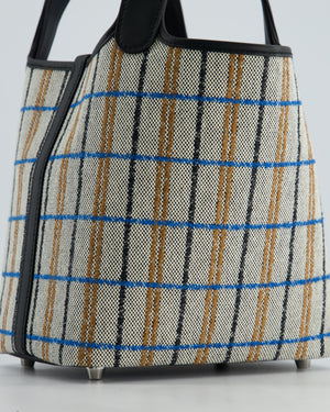 *RARE* Hermès Picotin Lock 18cm Bag in Canvas with Couverture Carre Embroidery in Ecru, Noir, Fauve & Bleu Zanzibar with Palladium Hardware