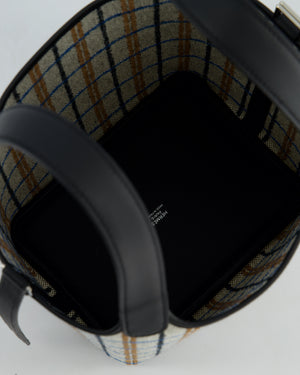 *RARE* Hermès Picotin Lock 18cm Bag in Canvas with Couverture Carre Embroidery in Ecru, Noir, Fauve & Bleu Zanzibar with Palladium Hardware