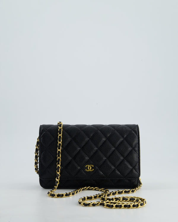 *HOT* Chanel Black Wallet on Chain Bag in Caviar Leather with Gold Hardware