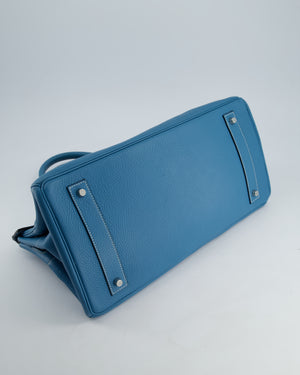*COLLECTORS* Hermès Birkin JPG Bag in Bleu Jean Clemence Leather with Palladium Hardware