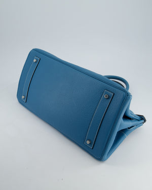 *COLLECTORS* Hermès Birkin JPG Bag in Bleu Jean Clemence Leather with Palladium Hardware