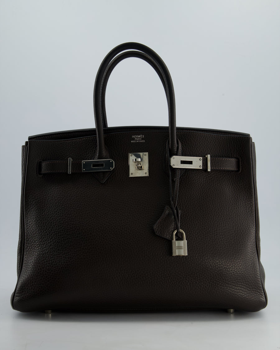 Hermès Birkin 35cm Bag in Chocolat Clemence Leather with Palladium Hardware