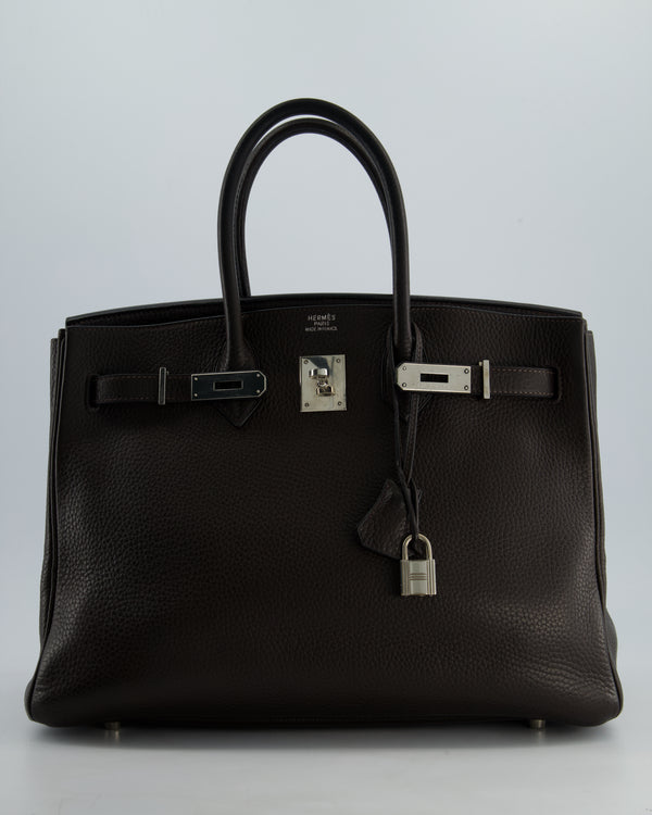 Hermès Birkin 35cm Bag in Chocolat Clemence Leather with Palladium Hardware