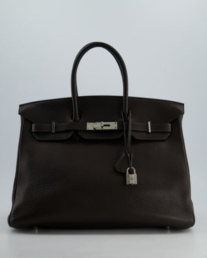 Hermès Birkin 35cm Bag in Chocolat Clemence Leather with Palladium Hardware