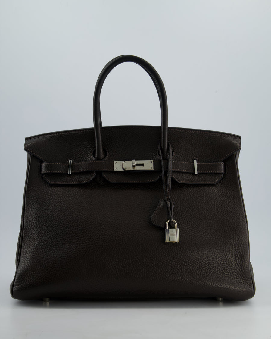 Hermès Birkin 35cm Bag in Chocolat Clemence Leather with Palladium Hardware