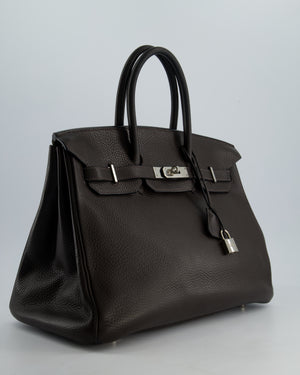 Hermès Birkin 35cm Bag in Chocolat Clemence Leather with Palladium Hardware