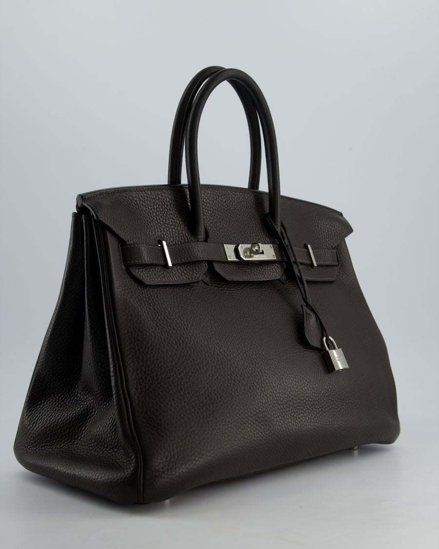 Hermès Birkin 35cm Bag in Chocolat Clemence Leather with Palladium Hardware