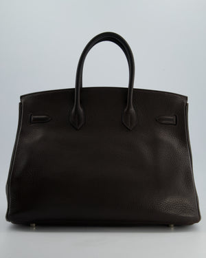 Hermès Birkin 35cm Bag in Chocolat Clemence Leather with Palladium Hardware