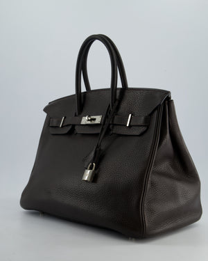 Hermès Birkin 35cm Bag in Chocolat Clemence Leather with Palladium Hardware