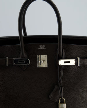 Hermès Birkin 35cm Bag in Chocolat Clemence Leather with Palladium Hardware