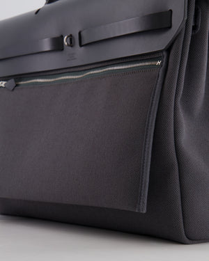 Hermès Herbag 39 Messanger in Ardoise Toile Canvas and Vache Hunter Leather with Palladium Hardware