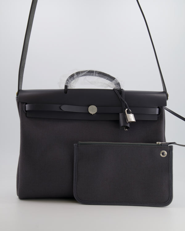 Hermès Herbag 39 Messanger in Ardoise Canvas and Leather with Palladium Hardware