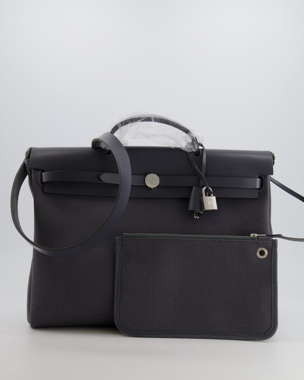 Hermès Herbag 39 Messanger in Ardoise Canvas and Leather with Palladium Hardware