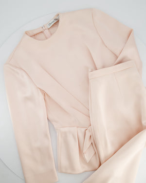 Christian Dior Pink Long Sleeve Top with Bow Detail and Matching Skirt Size FR 40 (UK 12)