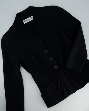 Christian Dior Black Button Down Jacket with Ruched Pocket Detail Size FR 36 (UK 8)