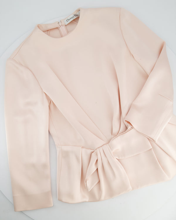 Christian Dior Pink Long Sleeve Top with Bow Detail and Matching Skirt Size FR 40 (UK 12)