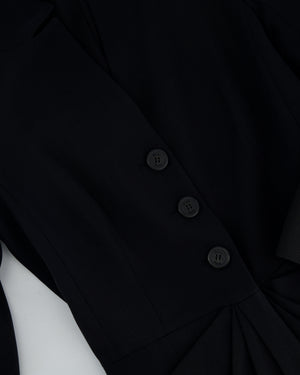 Christian Dior Black Button Down Jacket with Ruched Pocket Detail Size FR 36 (UK 8)