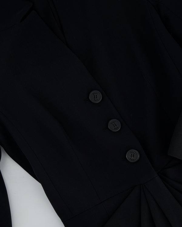 Christian Dior Black Button Down Jacket with Ruched Pocket Detail Size FR 36 (UK 8)