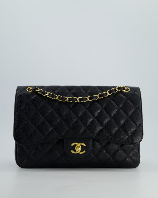 *FIRE PRICE* Chanel Black Jumbo Caviar Classic Double Flap Bag with Gold Hardware