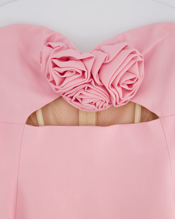 Magda Butrym Pink Cut-Out Mini Dress with Floral Appliqué and Pocket Detail Size FR 38 (UK 10)
