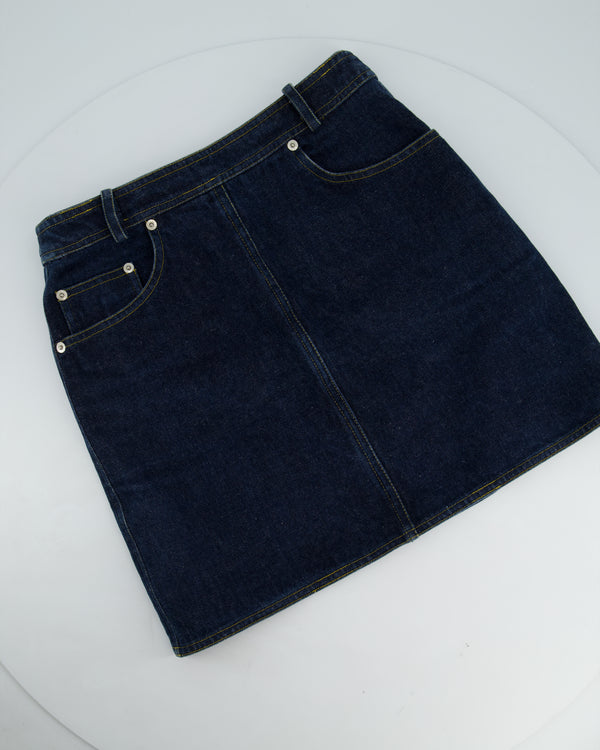 Chanel 96/P Navy Denim Mini Skirt with Patch Pocket Details Size FR 40 (UK 12)