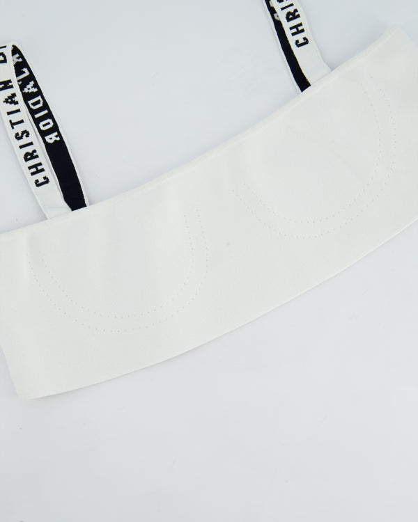 Christian Dior White Stretch Bralette with J'Adior Logo Details Size M (UK 10)