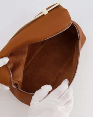 *RARE* Loro Piana Extra Pocket L27 Bag in Camel Calfskin Leather with Silver Hardware and Braided Shoulder Strap
