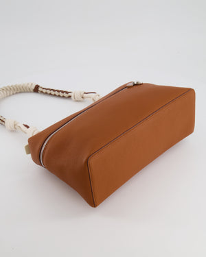 *RARE* Loro Piana Extra Pocket L27 Bag in Camel Calfskin Leather with Silver Hardware and Braided Shoulder Strap
