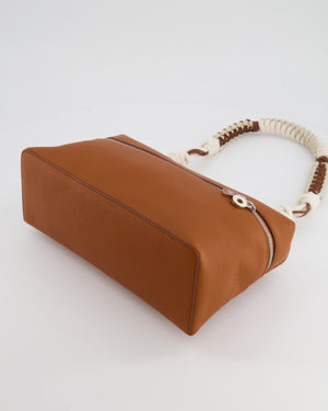 *RARE* Loro Piana Extra Pocket L27 Bag in Camel Calfskin Leather with Silver Hardware and Braided Shoulder Strap
