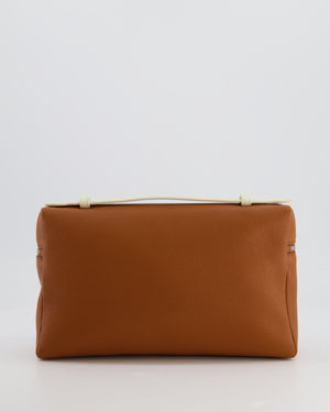 *RARE* Loro Piana Extra Pocket L27 Bag in Camel Calfskin Leather with Silver Hardware and Braided Shoulder Strap