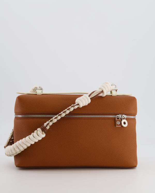 *RARE* Loro Piana Extra Pocket L27 Bag in Camel Calfskin Leather with Silver Hardware and Braided Shoulder Strap