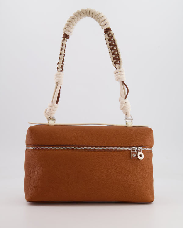 *RARE* Loro Piana Extra Pocket L27 Bag in Camel Calfskin Leather with Silver Hardware and Braided Shoulder Strap