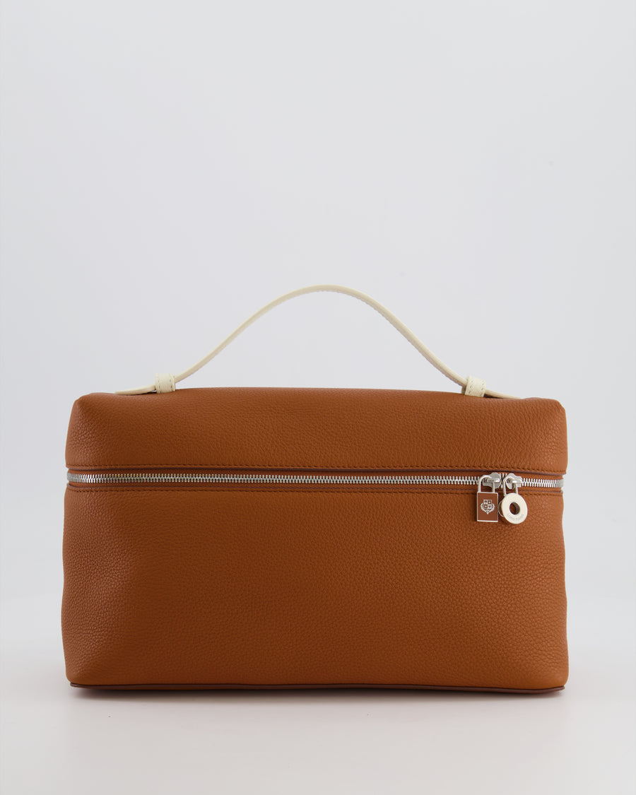 *RARE* Loro Piana Extra Pocket L27 Bag in Camel Calfskin Leather with Silver Hardware and Braided Shoulder Strap