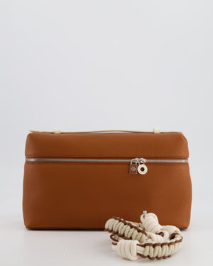 *RARE* Loro Piana Extra Pocket L27 Bag in Camel Calfskin Leather with Silver Hardware and Braided Shoulder Strap