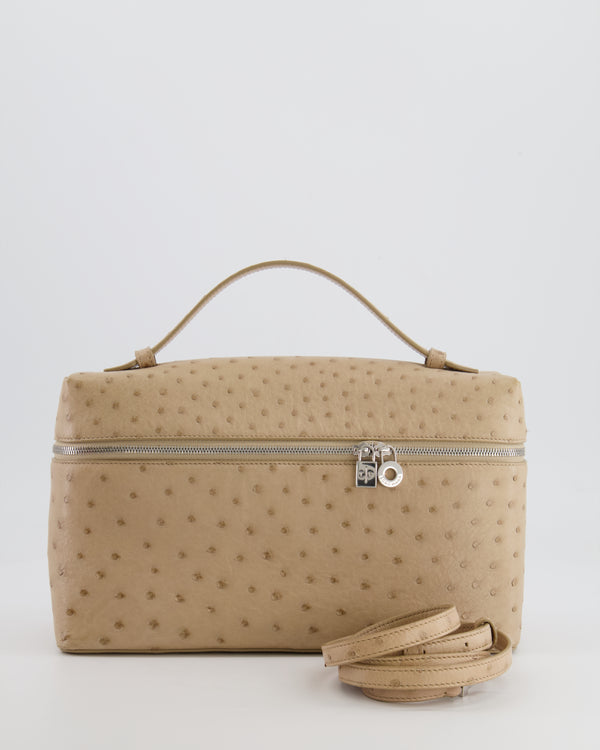 Loro Piana Extra Pocket L27 Bag in Beige Ostrich Leather with Silver Hardware RRP £5,950