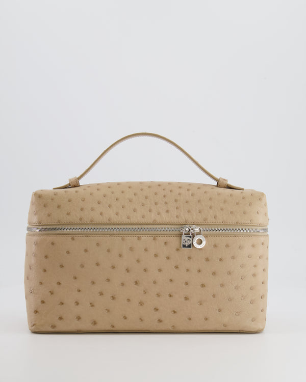 Loro Piana Extra Pocket L27 Bag in Beige Ostrich Leather with Silver Hardware RRP £5,950