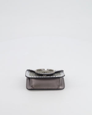 Valentino Silver Micro Logo Chain Bag with Rhinestones and Silver Hardware RRP £2,000