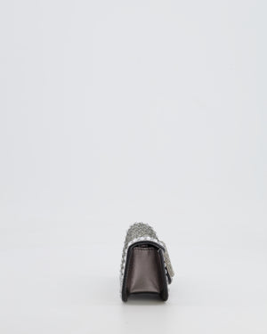 Valentino Silver Micro Logo Chain Bag with Rhinestones and Silver Hardware RRP £2,000