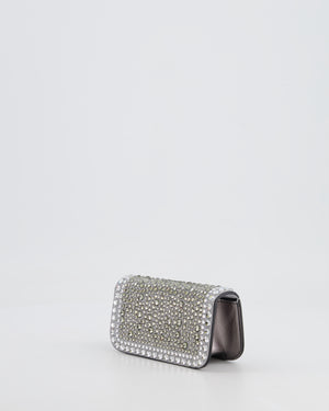 Valentino Silver Micro Logo Chain Bag with Rhinestones and Silver Hardware RRP £2,000