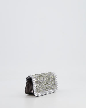 Valentino Silver Micro Logo Chain Bag with Rhinestones and Silver Hardware RRP £2,000
