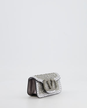 Valentino Silver Micro Logo Chain Bag with Rhinestones and Silver Hardware RRP £2,000