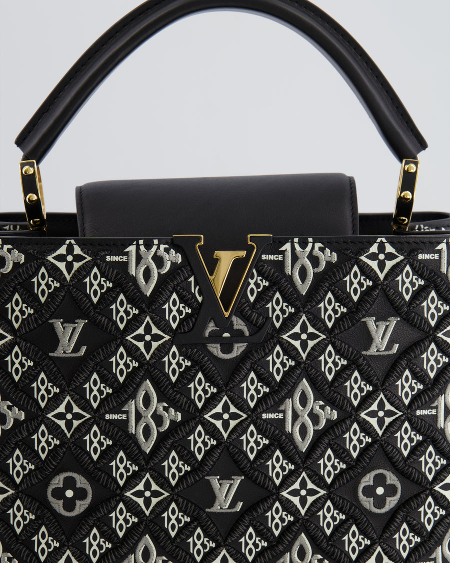 Louis Vuitton Limited Edition Since 1854 Monogram Capucines MM Bag in Black Calfskin and Embroideries with Gold Hardware