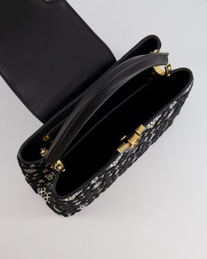 Louis Vuitton Limited Edition Since 1854 Monogram Capucines MM Bag in Black Calfskin and Embroideries with Gold Hardware