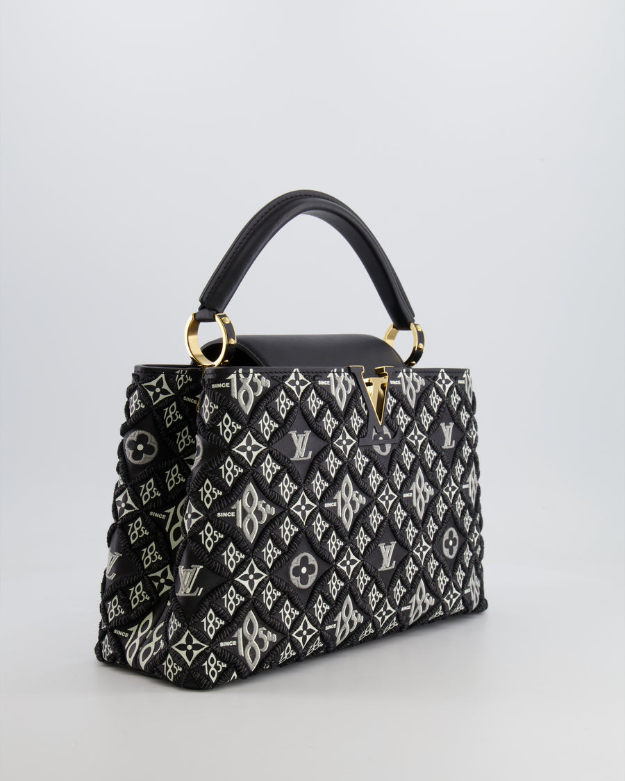 Louis Vuitton Limited Edition Since 1854 Monogram Capucines MM Bag in Black Calfskin and Embroideries with Gold Hardware