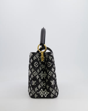 Louis Vuitton Limited Edition Since 1854 Monogram Capucines MM Bag in Black Calfskin and Embroideries with Gold Hardware