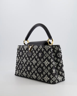 Louis Vuitton Limited Edition Since 1854 Monogram Capucines MM Bag in Black Calfskin and Embroideries with Gold Hardware