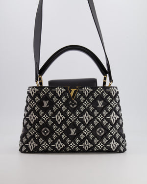 Louis Vuitton Limited Edition Since 1854 Monogram Capucines MM Bag in Black Calfskin and Embroideries with Gold Hardware