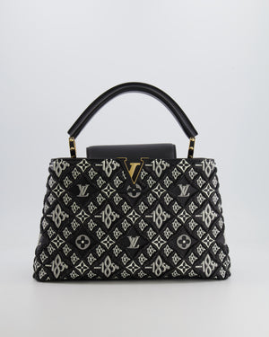 Louis Vuitton Limited Edition Since 1854 Monogram Capucines MM Bag in Black Calfskin and Embroideries with Gold Hardware