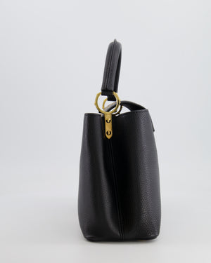 Louis Vuitton Capucines MM Bag in Black Leather and Beige Python Leather with Gold Hardware