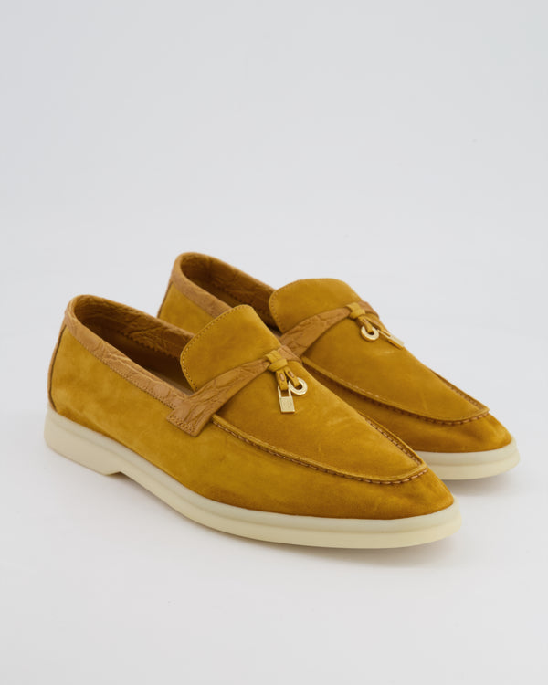 Loro Piana Caramel Summer Charm Loafers with Alligator Inserts Size 41 RRP £1,795